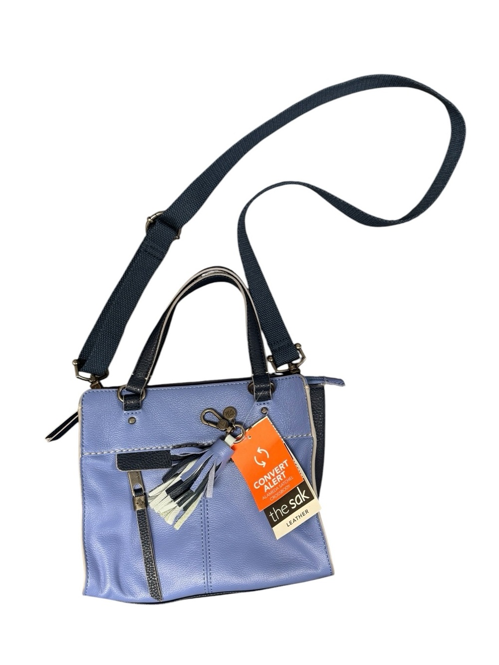 The Sak Alameda Leather Top Handle Crossbody Purse Handbag Bag Blue Black NEW